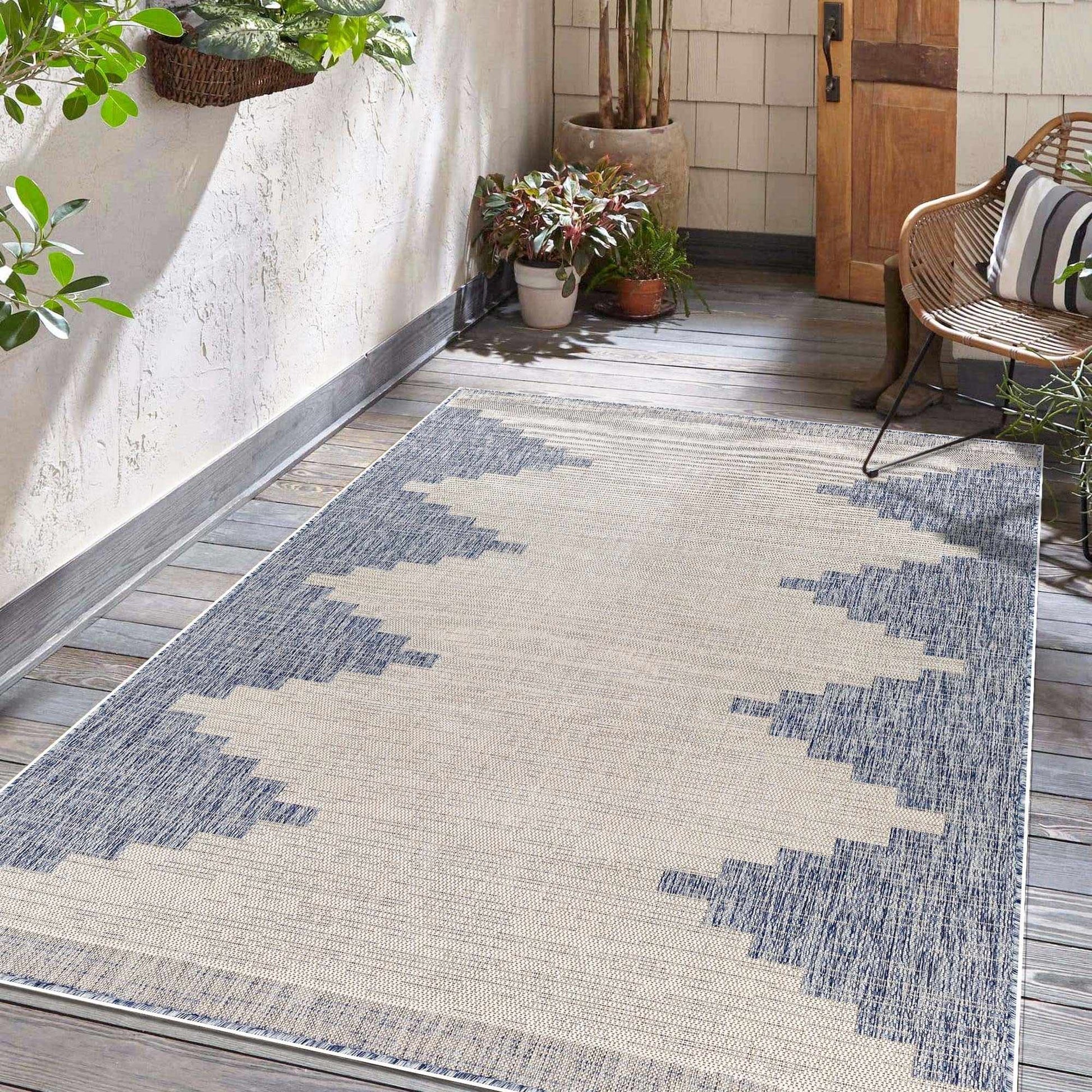 Djugun Blue Indoor & Outdoor Rug - - Rugs
