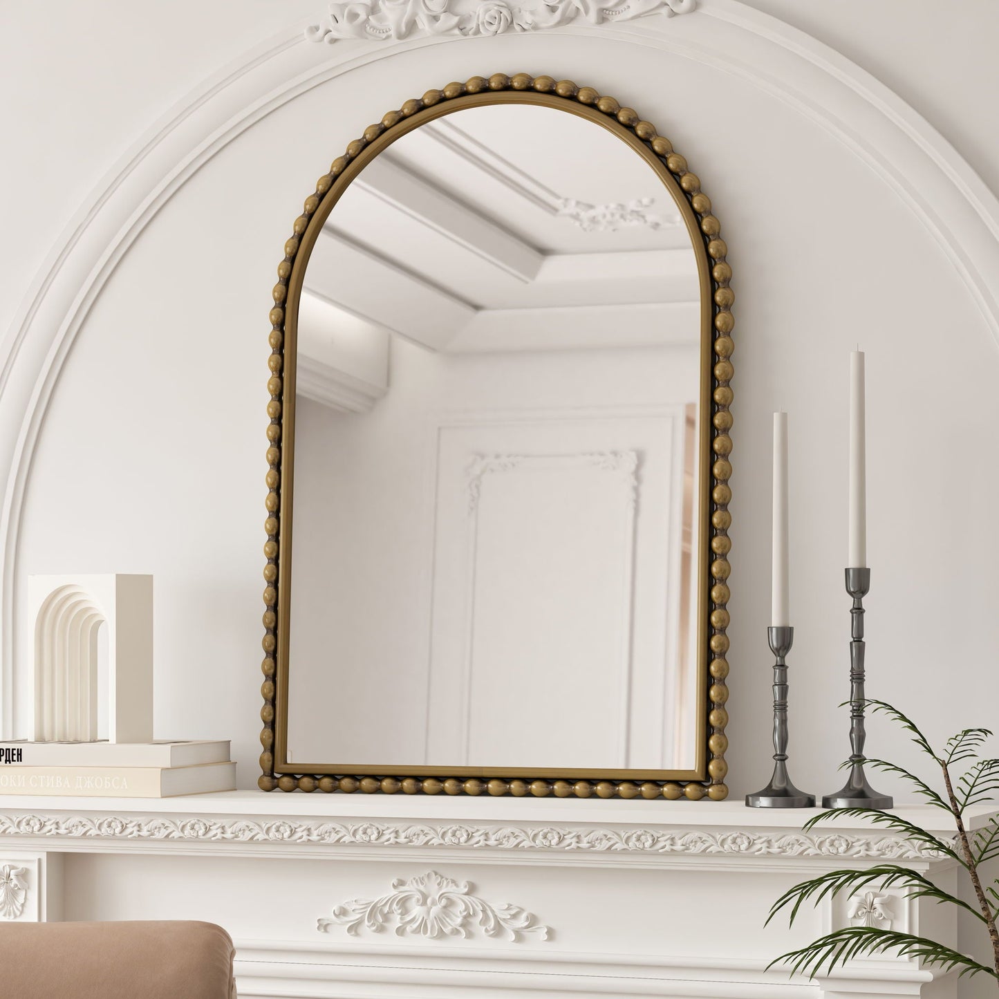 Vintage Iron Art Arch Mirror, Wall Hanging Or Table Display - - Wall Mirrors