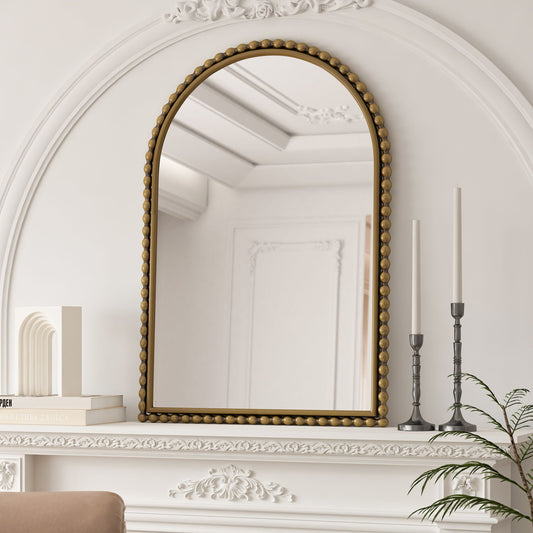 Vintage Iron Art Arch Mirror Wall Hanging Or Table Display - - Wall Mirrors