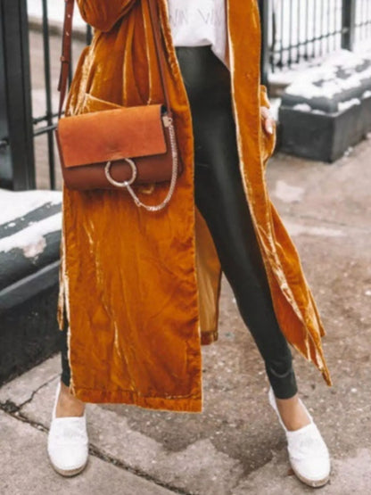Open Front Long Sleeve Longline Cardigan - -