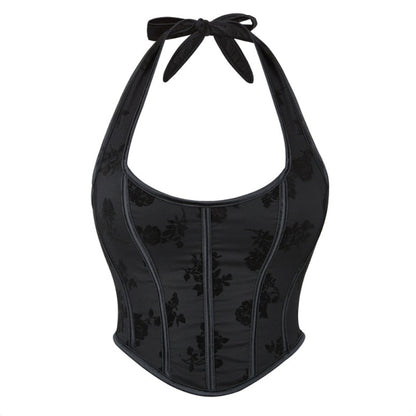 Womens Breathable Mesh Halter Body Shaping Top - - halter top