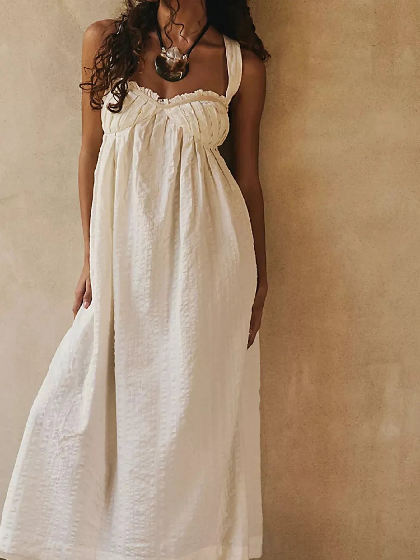 Sweetheart Neck Midi Dress - -
