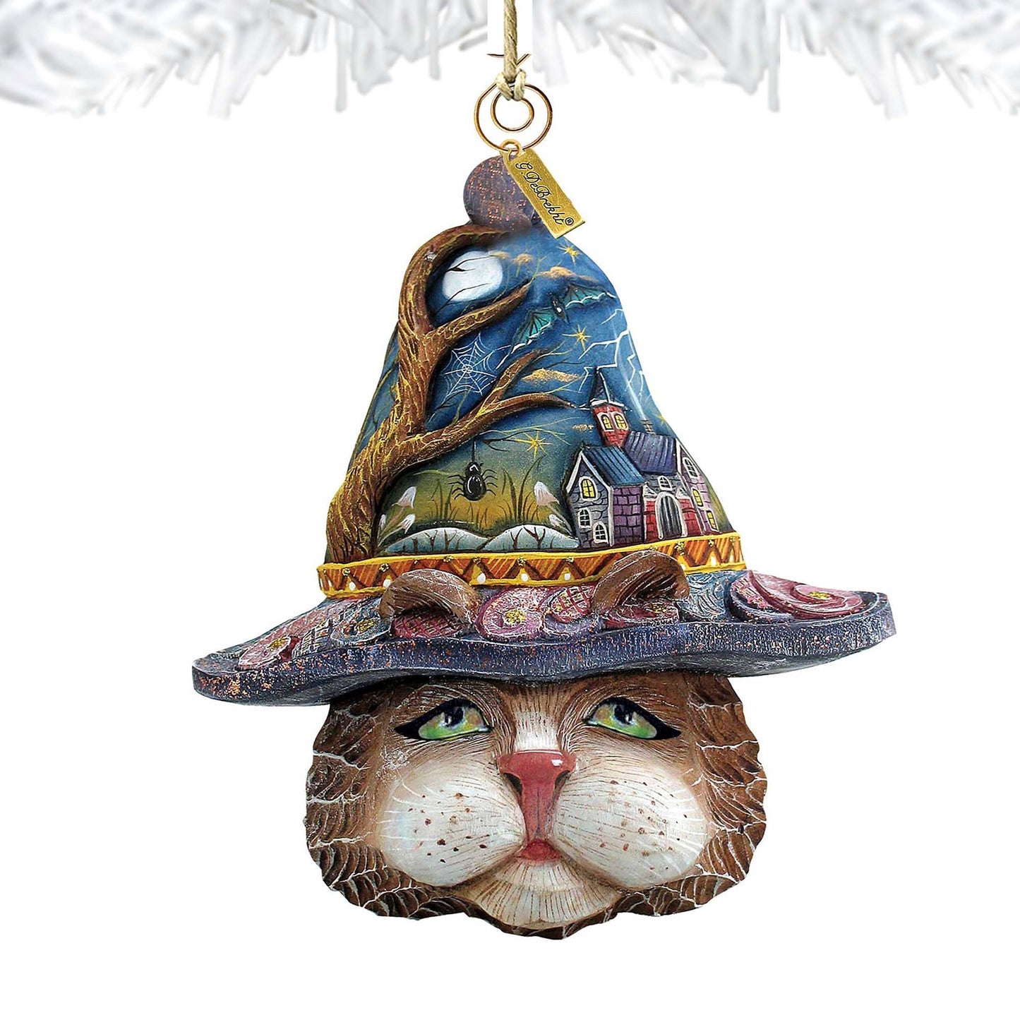 Halloween Eve Cat Wooden Ornaments by G. DeBrekht - Thanksgiving Halloween Decor - 8161039 - - Wooden Ornaments