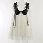 Summer Sleeveless Patchwork Loose Mini Dress - White S - dress