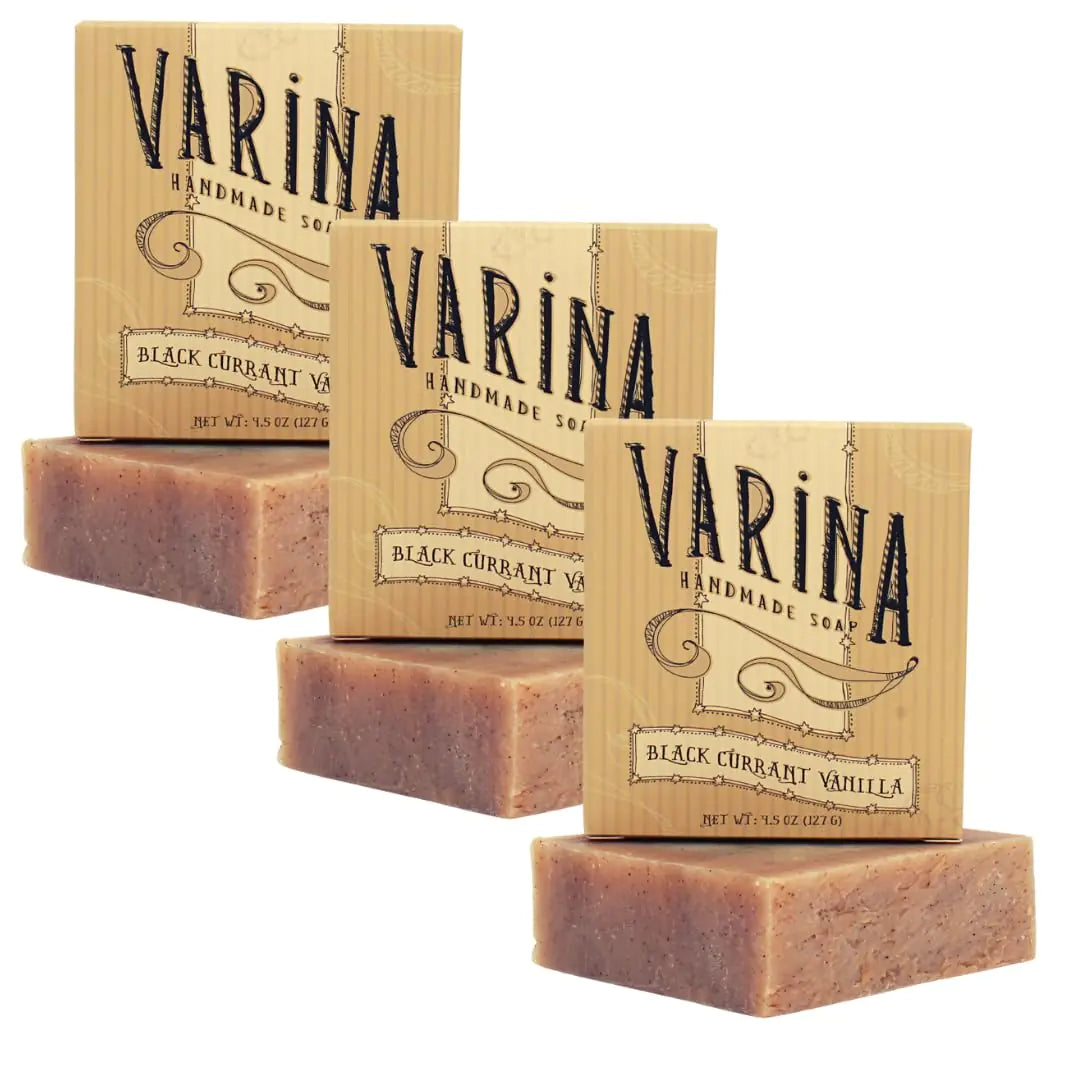 3 Pack Varina Natural Black Currant Vanilla Bar Soap - Black Currant Vanilla 4.5 Ounce (Pack of 3) - soap