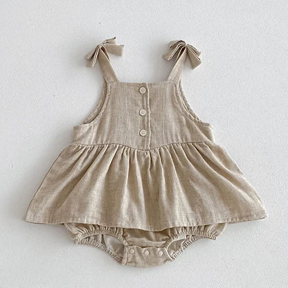 Baby Sleeveless Princess Dress dark beige