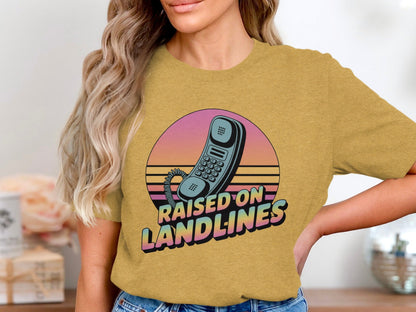 Raised on Landlines Retro Style Phone Design T-Shirt - - T-Shirt