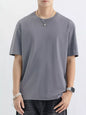 Men's Plus Size Casual Solid Color T-Shirt - Dark Gray -