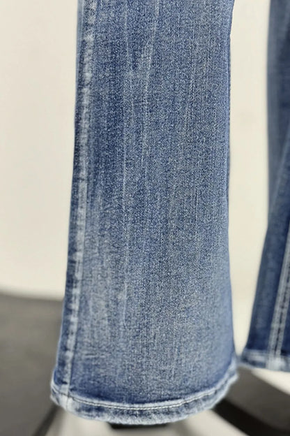 Star Embroidered Bootcut Jeans - -