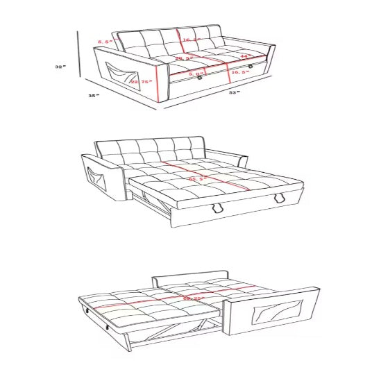 Pull-Out Sofa Bed With Woven Polyester Fabric & Solid Wood Frame - - sofa bed