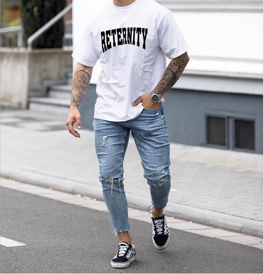 Mens Distressed Skinny Jeans - - jeans