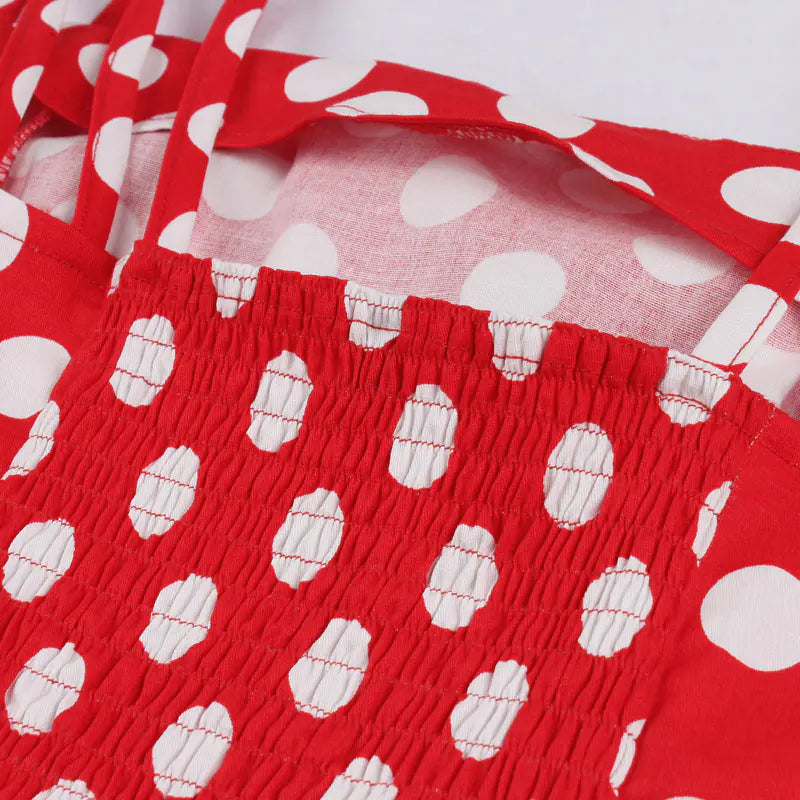 Slim Fit Polka Dot Cami Dress - - dress