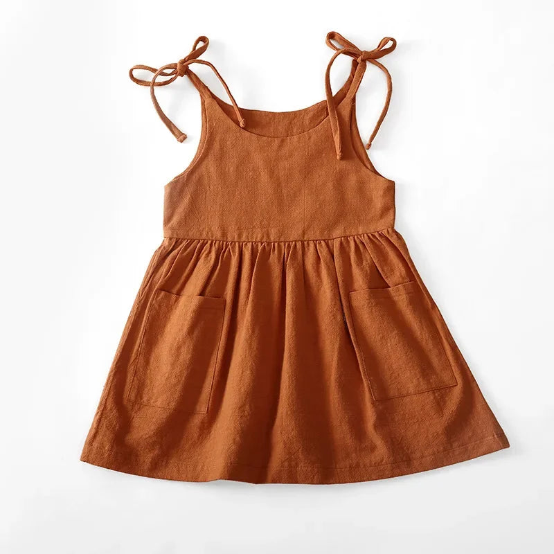 Toddler Solid Cotton Sleeveless Sundress red