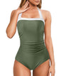MOOSLOVER Retro Halter Slimming Swimsuit - Olive Green Large - swimwear