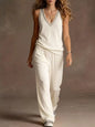 Full Size V-Neck Tank Top & Wide-Leg Pants Set Plus Size- Shopimist- {{Product type}}