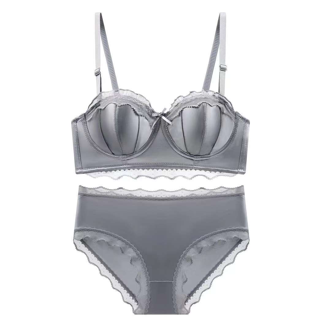 Lace Bustier Bra for Wedding Supports and Shapes - Premium Silver gray suit 34 75AB - bra