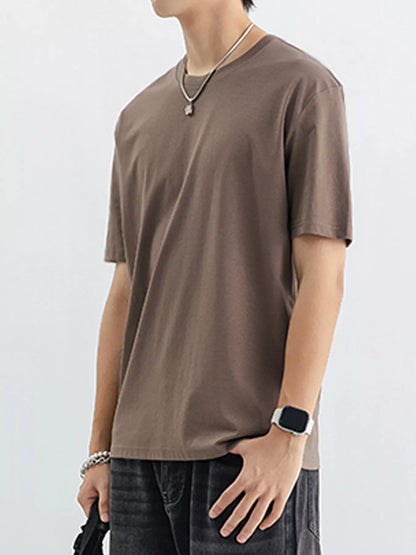 Men's Plus Size Casual Solid Color T-Shirt - -