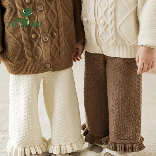 Girls Knitted Pants Wide Leg