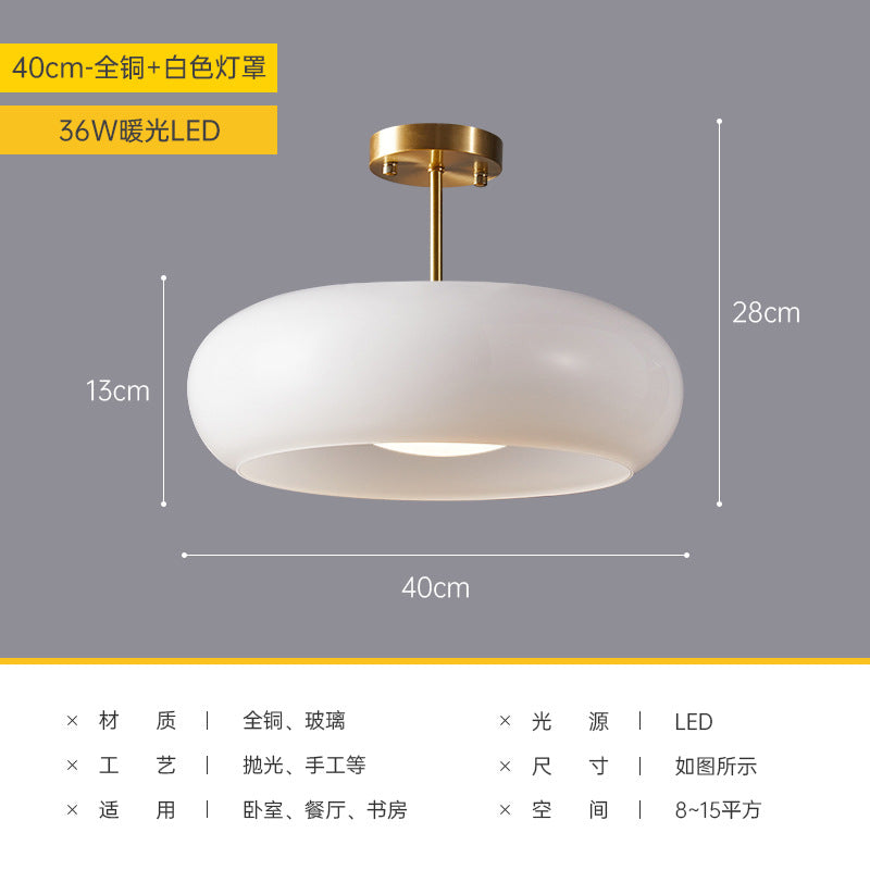 Nordic Brass Ceiling Light for Vintage Japanese Balcony - 40cm white +36W (upgrade all copper) Tricolor dimming - light
