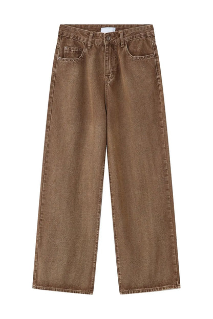Wide Leg Jeans with Pockets - Taupe -