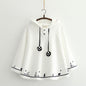 Cute Heart Cat Embroidery Cape Coat for Girls - White One Size - cape