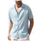 Men's Loose Casual Linen Shirt Cuba Guayabella Short-Sleeved Beach Shirt Men