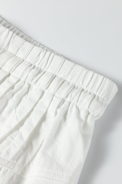 Jet Stream Drawstring Elastic Waist Button Pleated Detail Wide Leg Pants - - Bottoms/Pants & Culotte