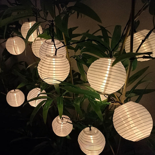 Solar Fabric Lighting Chain Colorful Lantern Decoration on String - - Lanterns