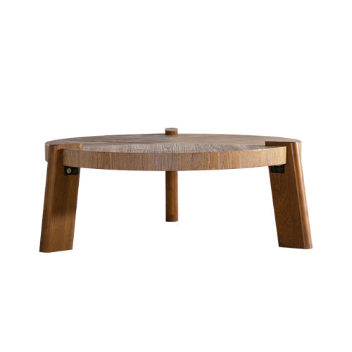 Rustic Wood Round Coffee Table, Easy Assembly - - Coffee Table