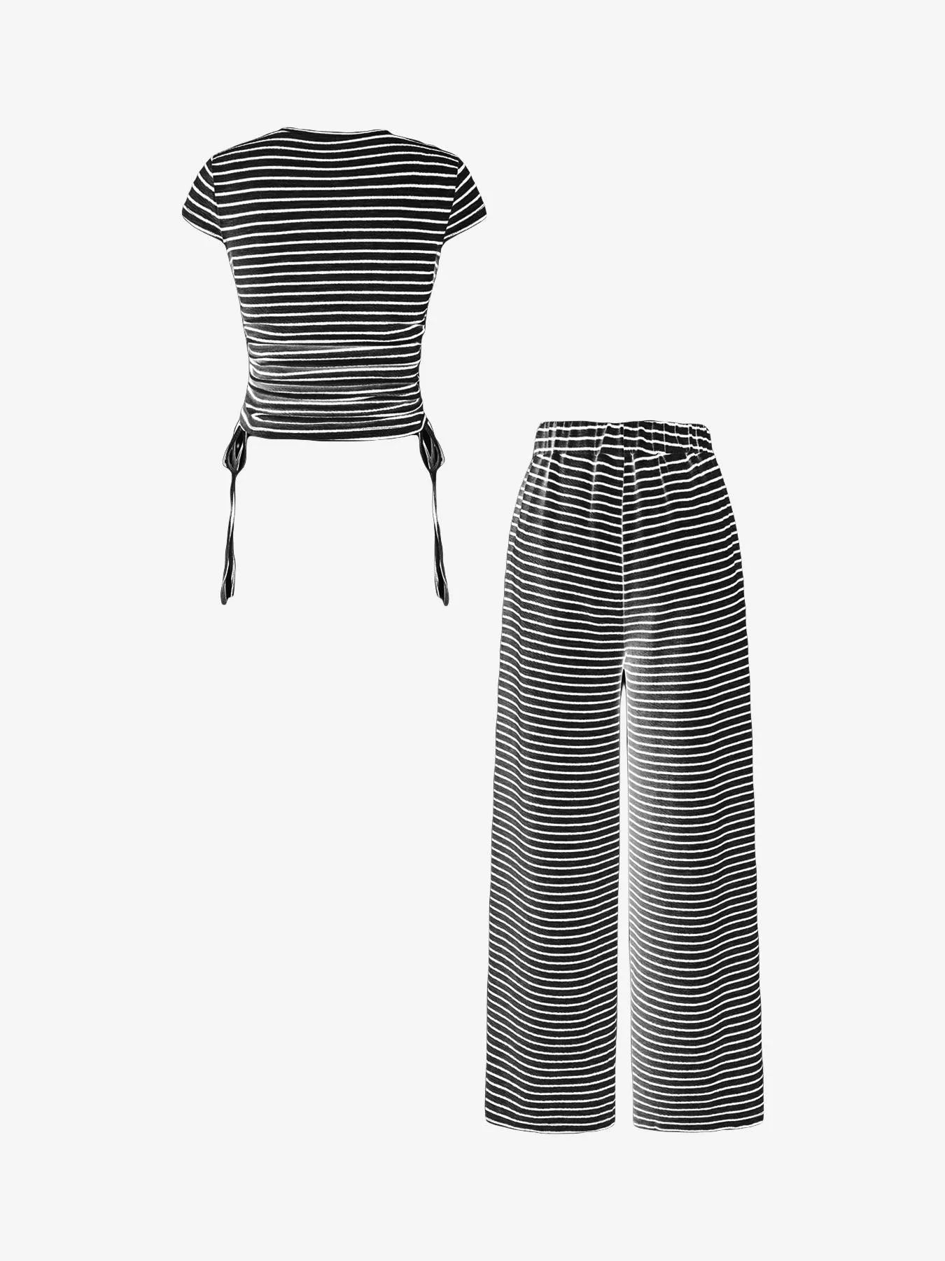 Striped Crop Top and Wide Leg Pants Set- Shopimist- {{Product type}}