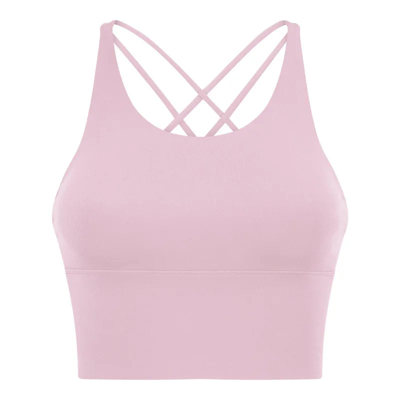 Comfort Full Support Padded Wire Free Cross Back Yoga Sports Bra Seamless