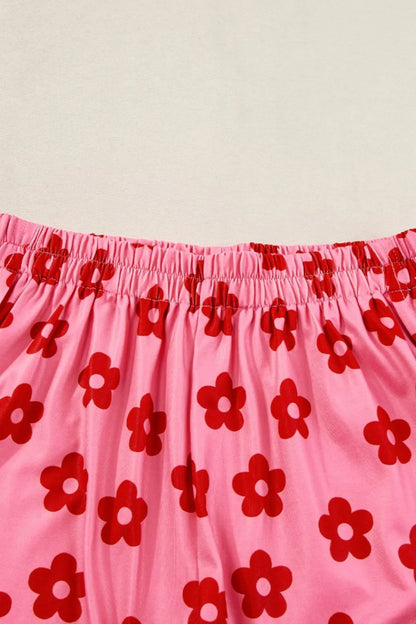 Floral Cropped Tee and Shorts Lounge Set- Shopimist- {{Product type}}