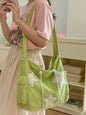 Corduroy Star Applique Casual Crossbody Bag - Green ONESIZE -