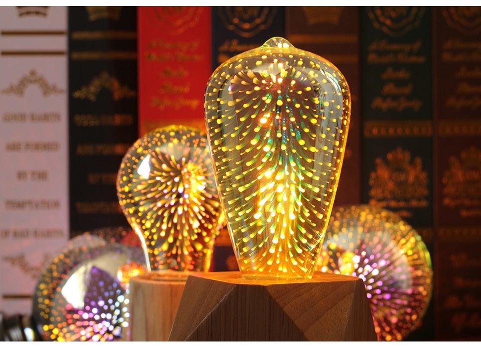Edison Bulb Vintage Light Bulb Star Fireworks Lamp Holiday Night Light Novelty Christmas Tree Stained Glass Star Shine Decoration Use For Holiday Christmas - - ST50DE7394PQY
