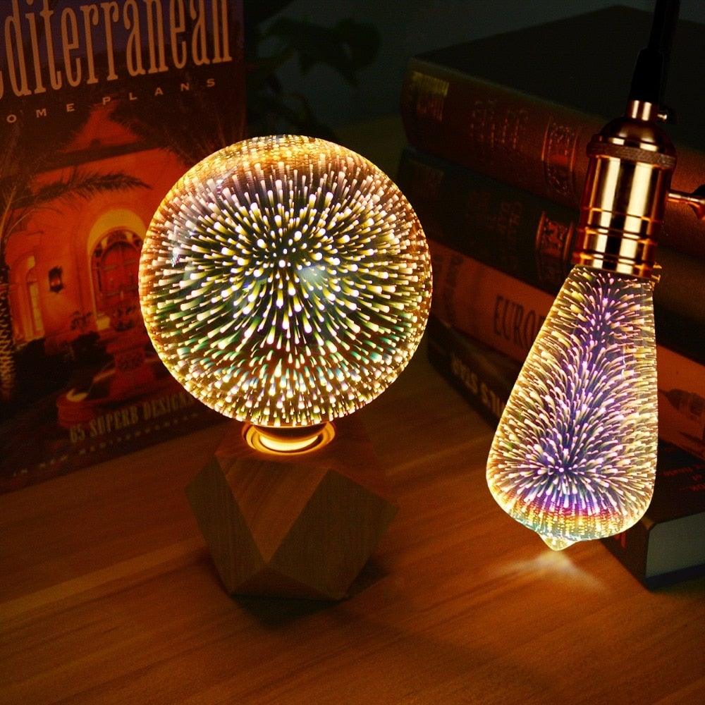 Edison Bulb Vintage Light Bulb Star Fireworks Lamp Holiday Night Light Novelty Christmas Tree Stained Glass Star Shine Decoration Use For Holiday Christmas - - ST50DE7394PQY