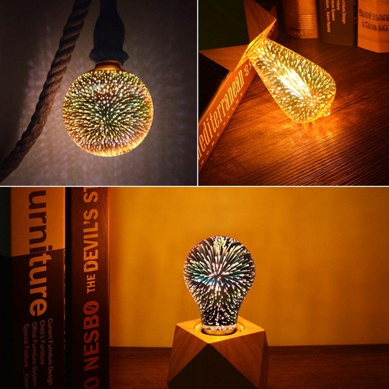 Edison Bulb Vintage Light Bulb Star Fireworks Lamp Holiday Night Light Novelty Christmas Tree Stained Glass Star Shine Decoration Use For Holiday Christmas - - ST50DE7394PQY