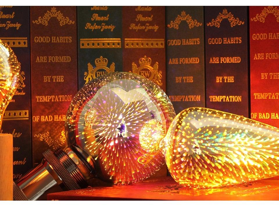 Edison Bulb Vintage Light Bulb Star Fireworks Lamp Holiday Night Light Novelty Christmas Tree Stained Glass Star Shine Decoration Use For Holiday Christmas - - ST50DE7394PQY