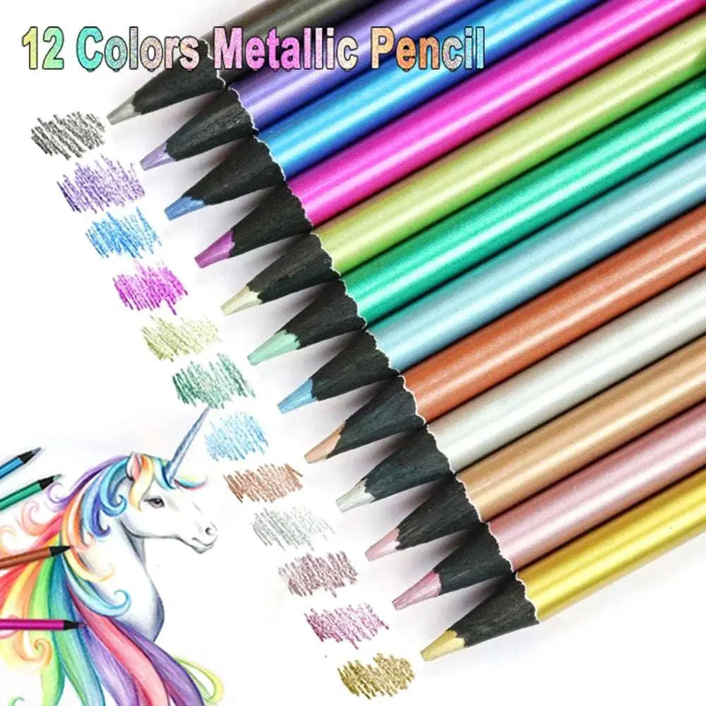 12 Colors Metallic Colored Pencil Set