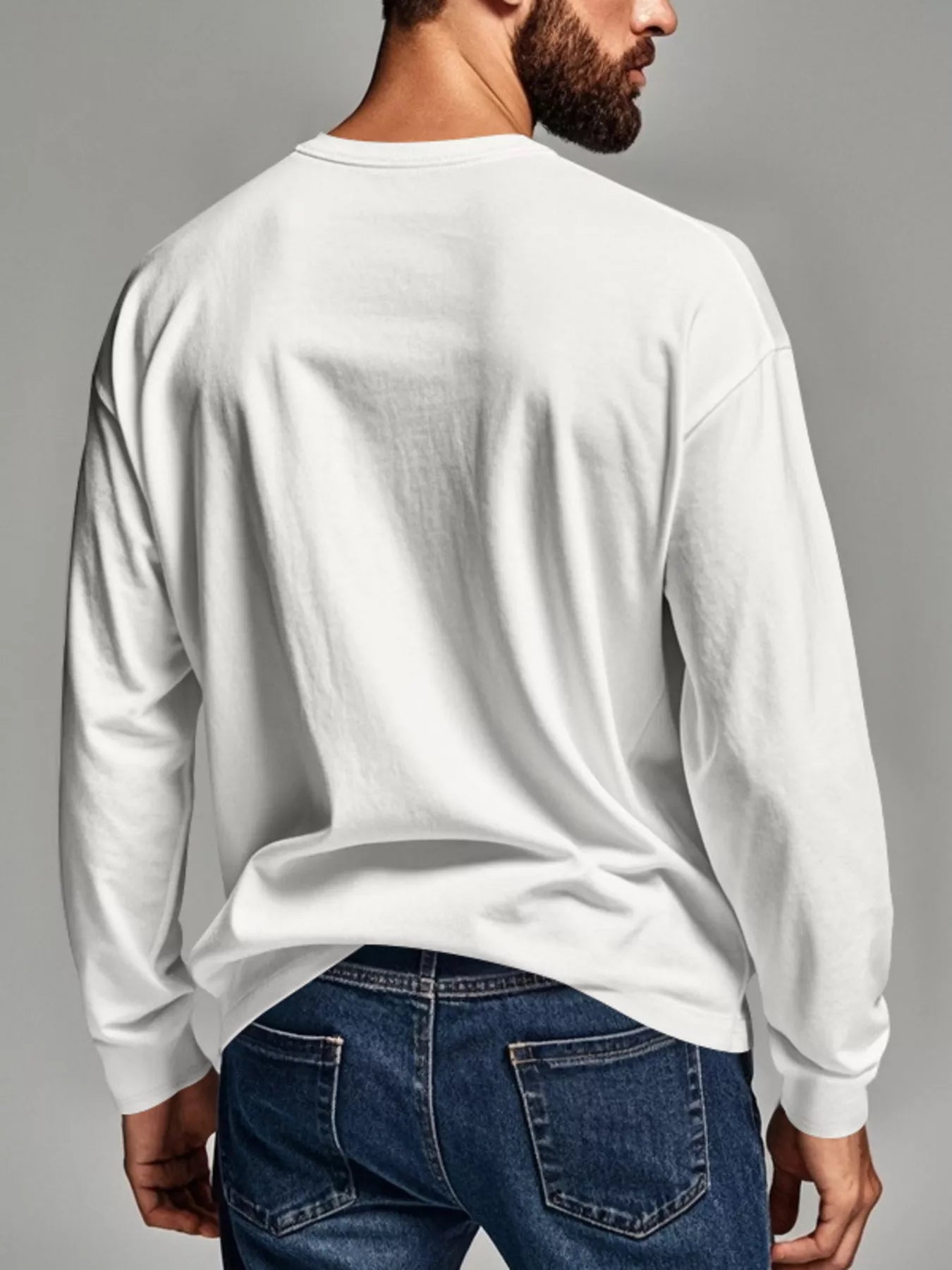 Men's Plus Size Casual Long Sleeve Henley T-Shirt with Pocket - -