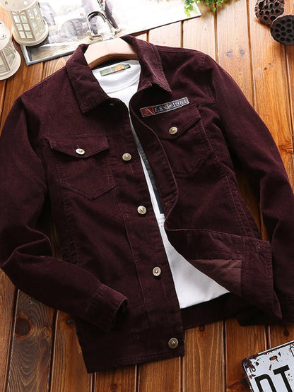 Men's Plus Size Button Up Long Sleeve Jacket - Paohong -