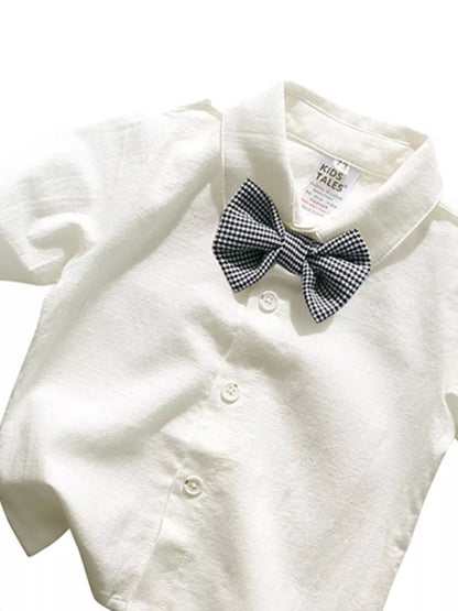 Children's Button Up Shirt and Overall Set - -
