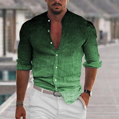 Gradient Casual Long Sleeved Shirt Green