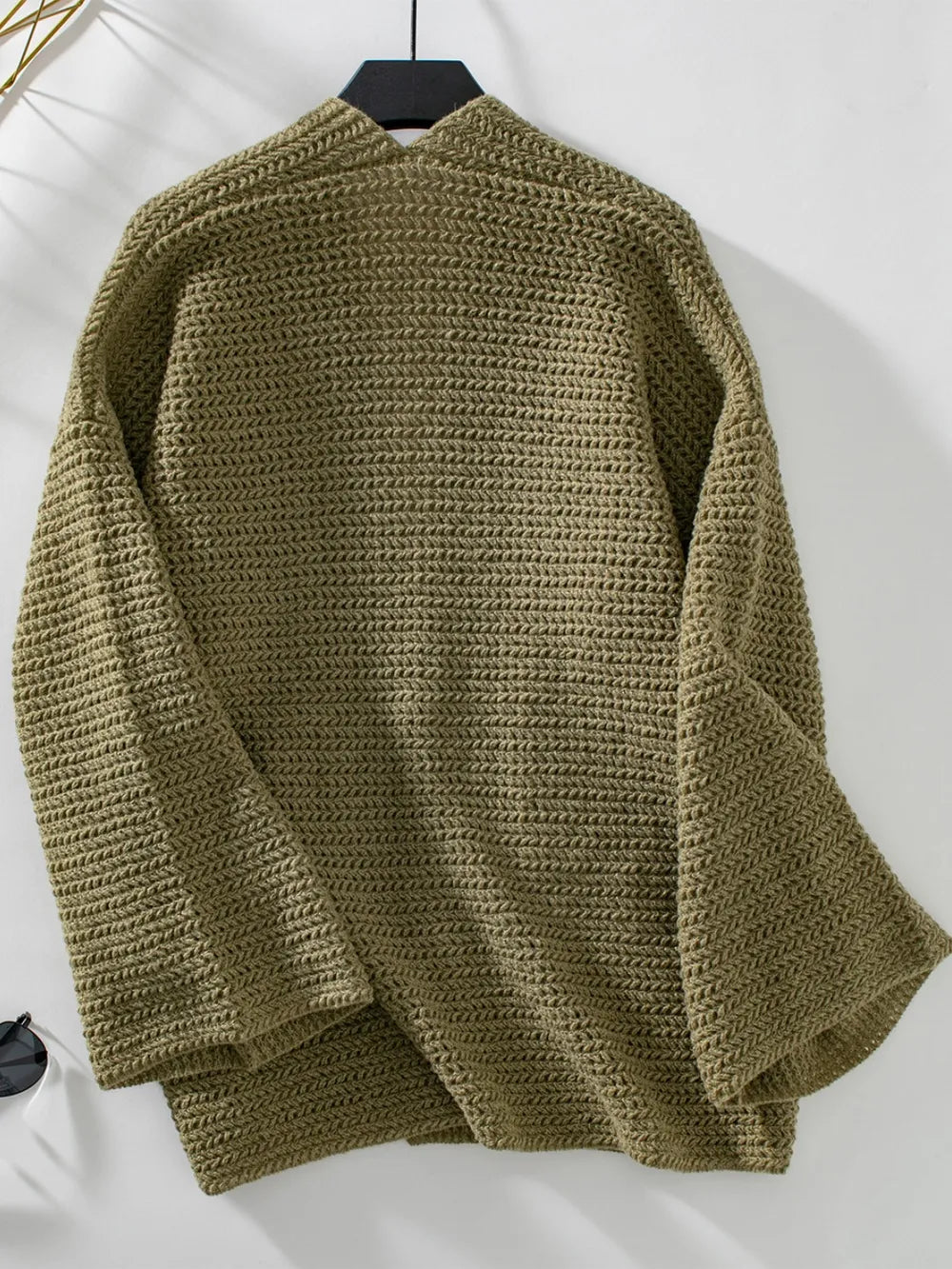 Open Front Long Sleeve Cardigan - -
