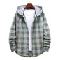 Work Shirt With Hood Mens Plaid Hoodie Shirt Green