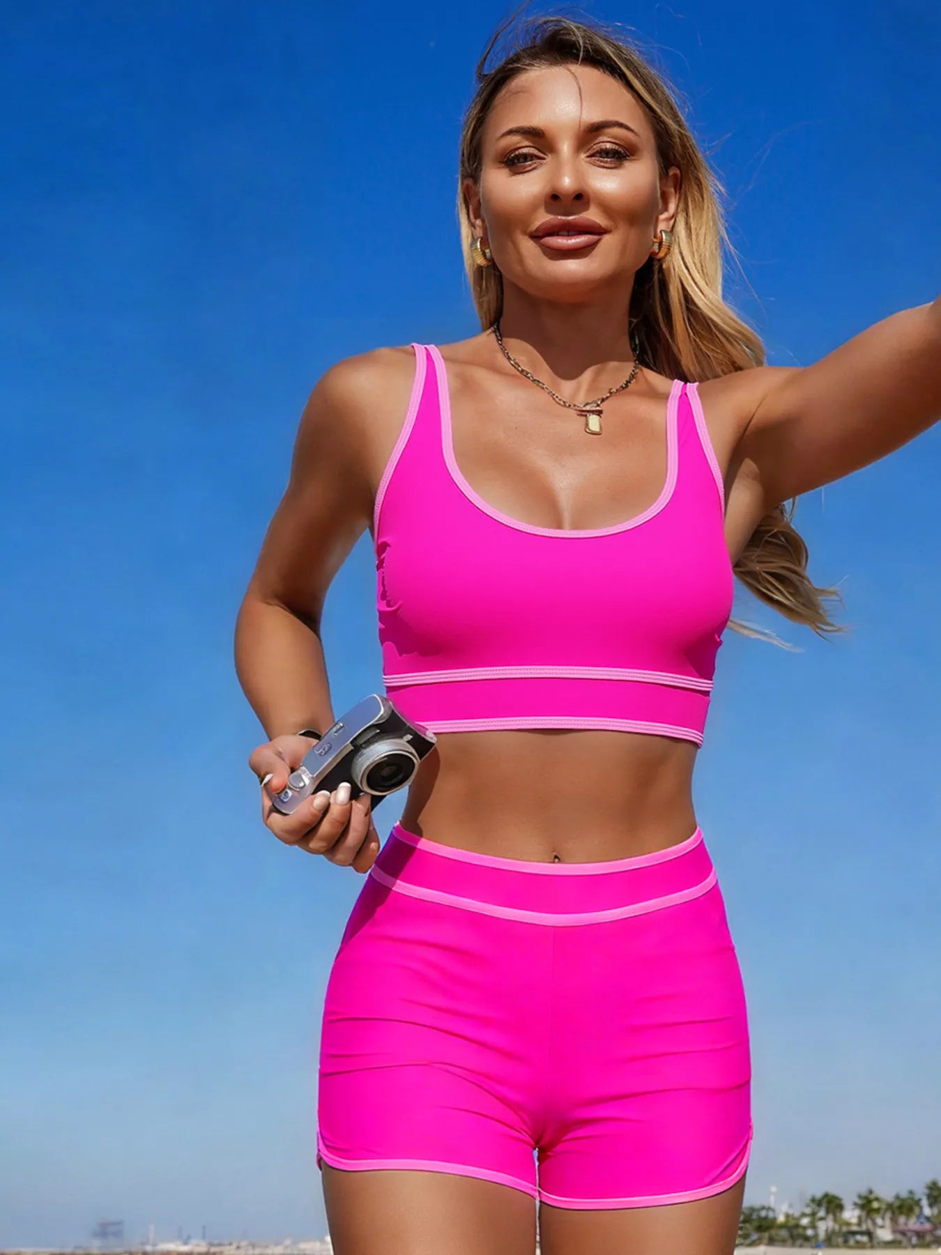 Contrast Trim Scoop Neck Swim Set- Shopimist- {{Product type}}