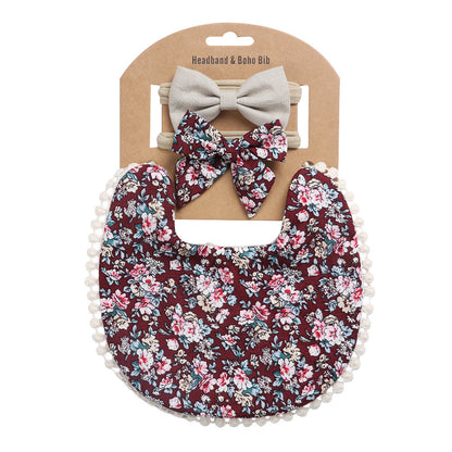Floral Baby Bib & Headband Combo - DP021 12 - bib set