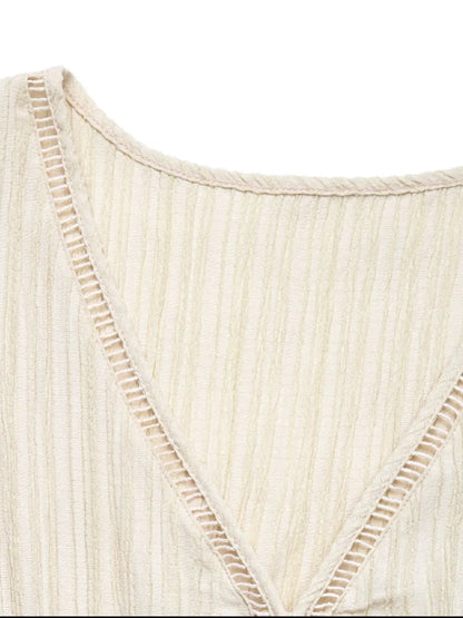 Decorative Button V-Neck Sleeveless Midi Tank Dress - -