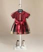 Cotton Casual Plaid Dresses Red