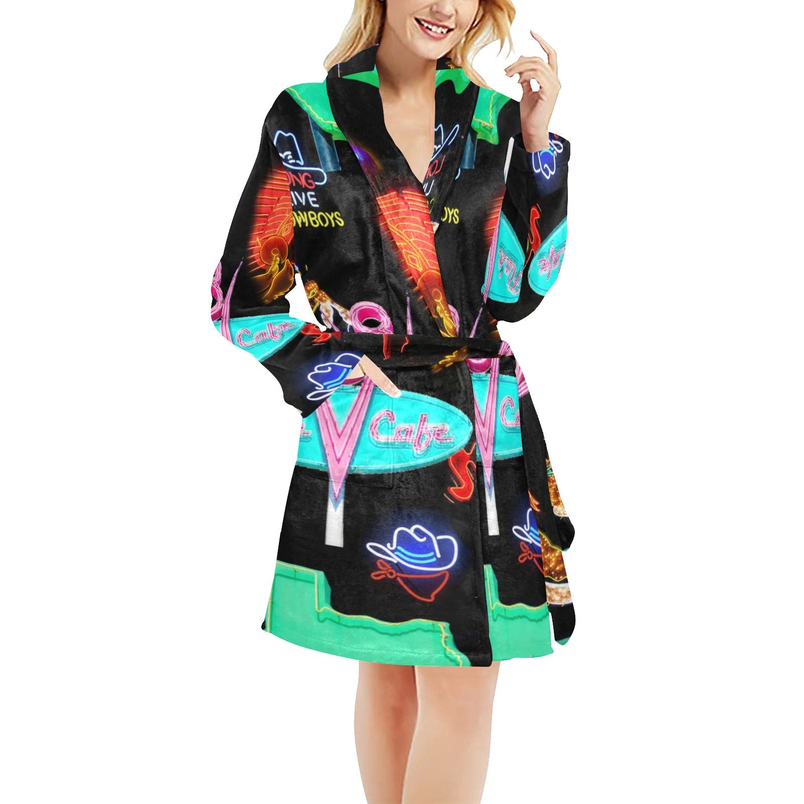Baha Ranch Vegas Neon Women's Western Bath Robe - 5XL - Blanket Robe & Hoodie
