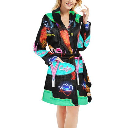 Baha Ranch Vegas Neon Women's Western Bath Robe - 5XL - Blanket Robe & Hoodie